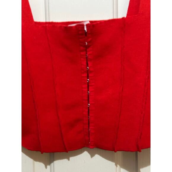 Zara Women's Red Square Neckline Sleeveless Corset Top Size Large - Picture 4 of 8